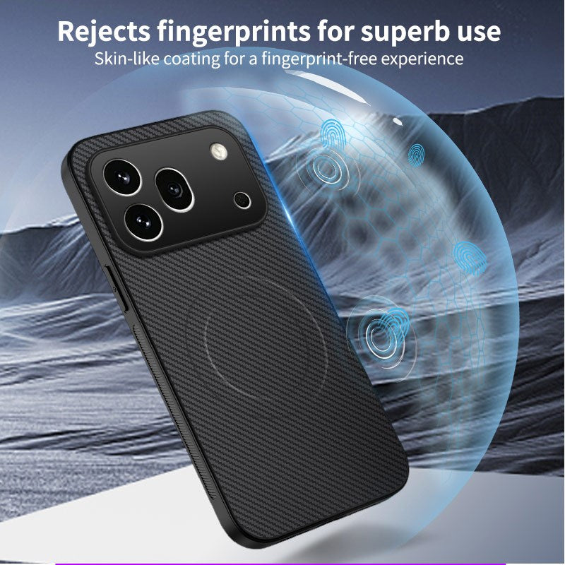 Honor 600 Pro WANLONFENG Case with Carbon Texture - MagSafe Kompatibel - Blue