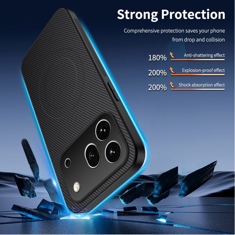 Honor 600 Pro WANLONFENG Case with Carbon Texture - MagSafe Kompatibel - Purple