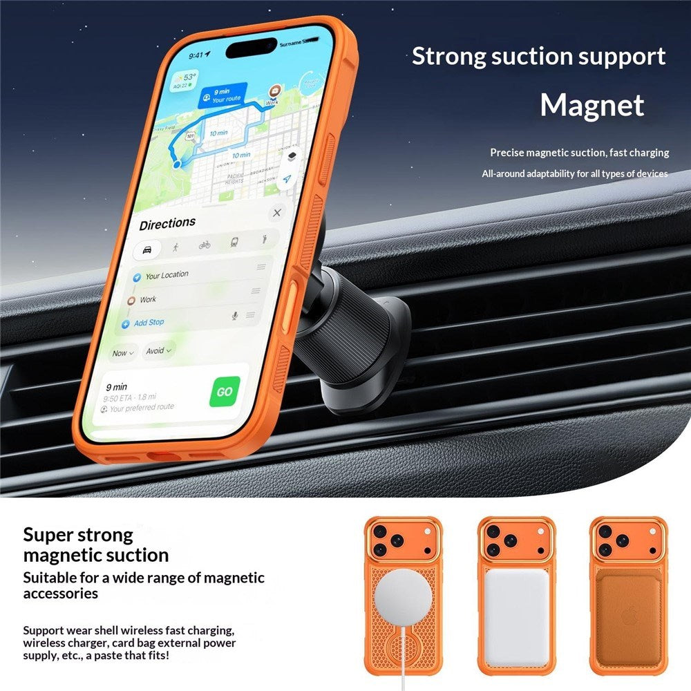 iPhone 17 Pro EIDERWOOD Hybrid Case with Heat Dissipation & 360° Rotating Kickstand - MagSafe Compatible - Black