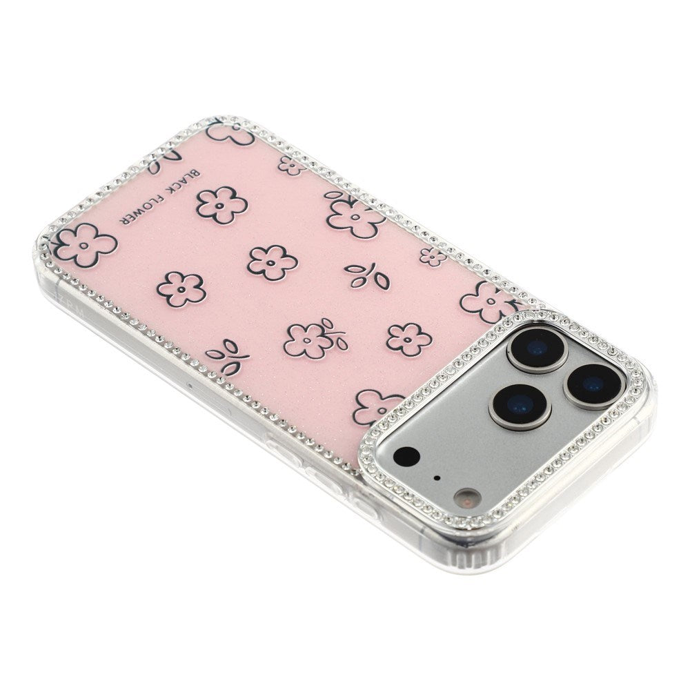 iPhone 17 Pro Max EIDERWOOD Hybrid Case with Rhinestone & Floral Design - Pink / Flowers