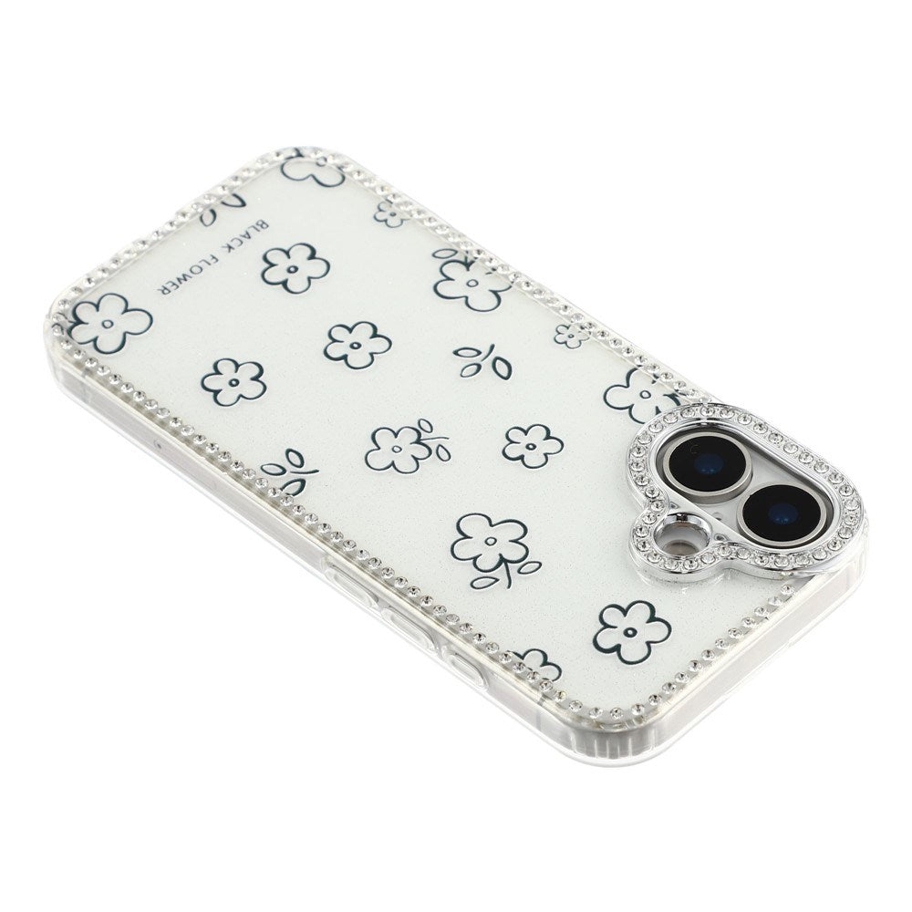 iPhone 17 EIDERWOOD Hybrid Case with Rhinestone & Floral Design - White / Flowers