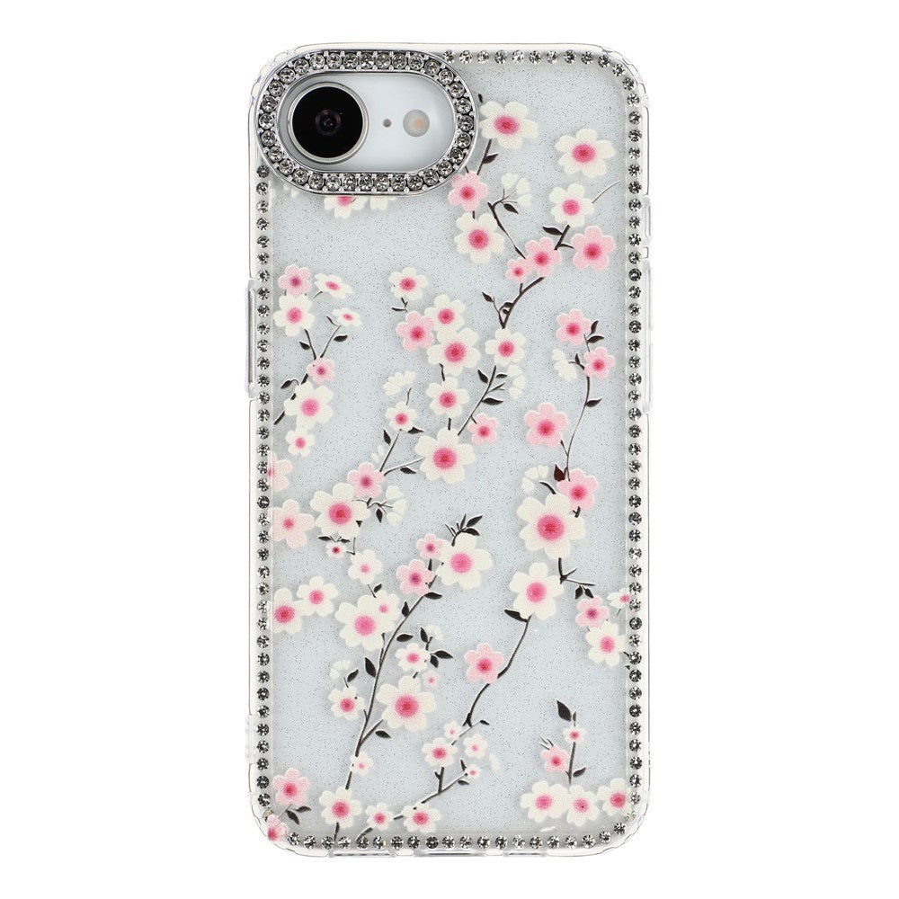 iPhone 17e / 16e EIDERWOOD Hybrid Case with Rhinestone & Floral Design - Transparent / Cherry Blossoms