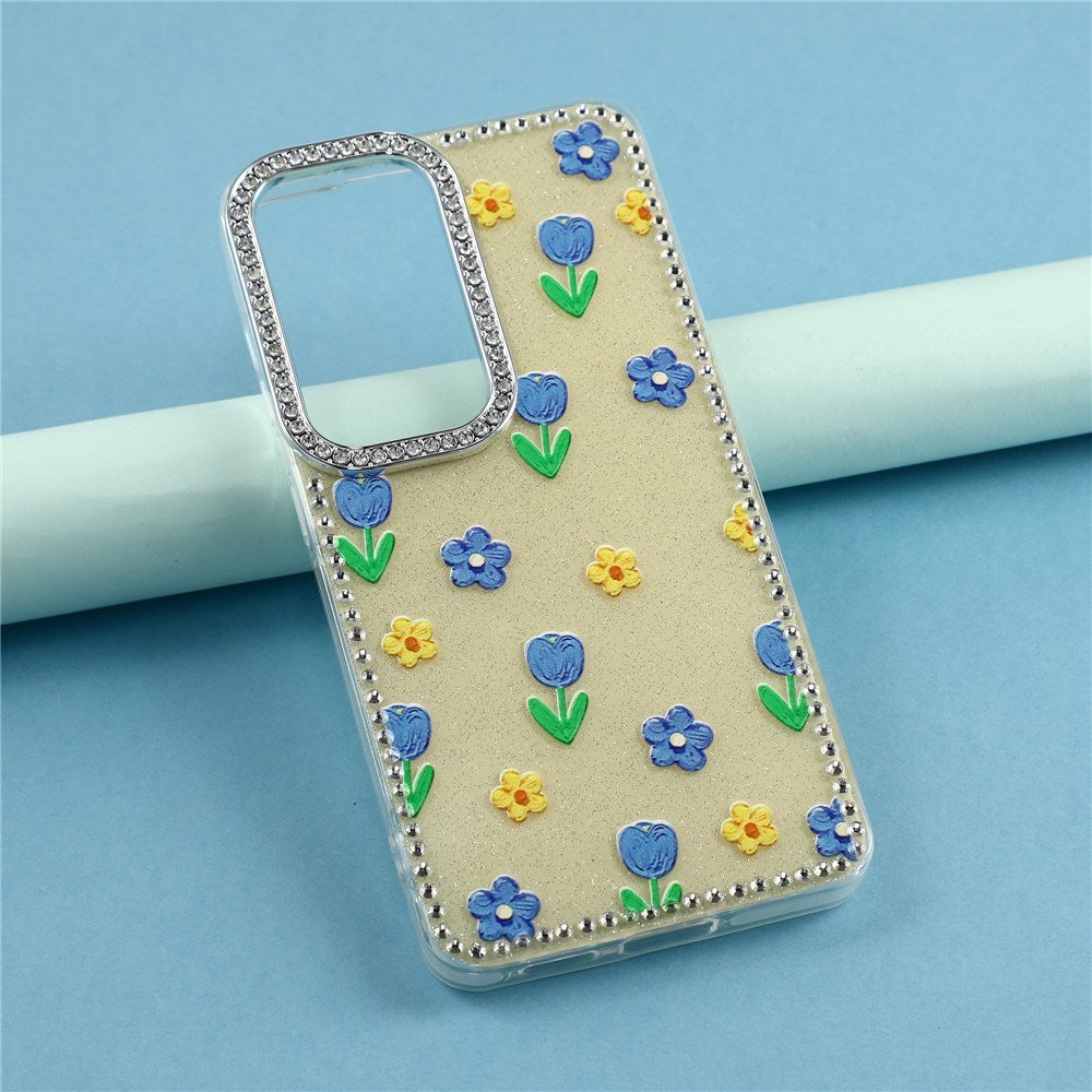 Samsung Galaxy S26 EIDERWOOD Hybrid Case with Rhinestone & Floral Design - Yellow / Tulips