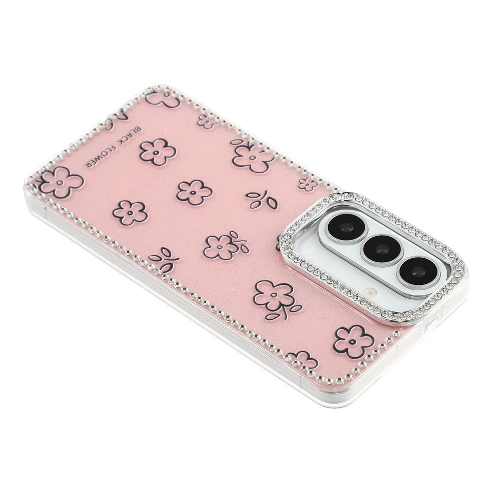 Samsung Galaxy S26 EIDERWOOD Hybrid Case with Rhinestone & Floral Design - Pink / Flowers
