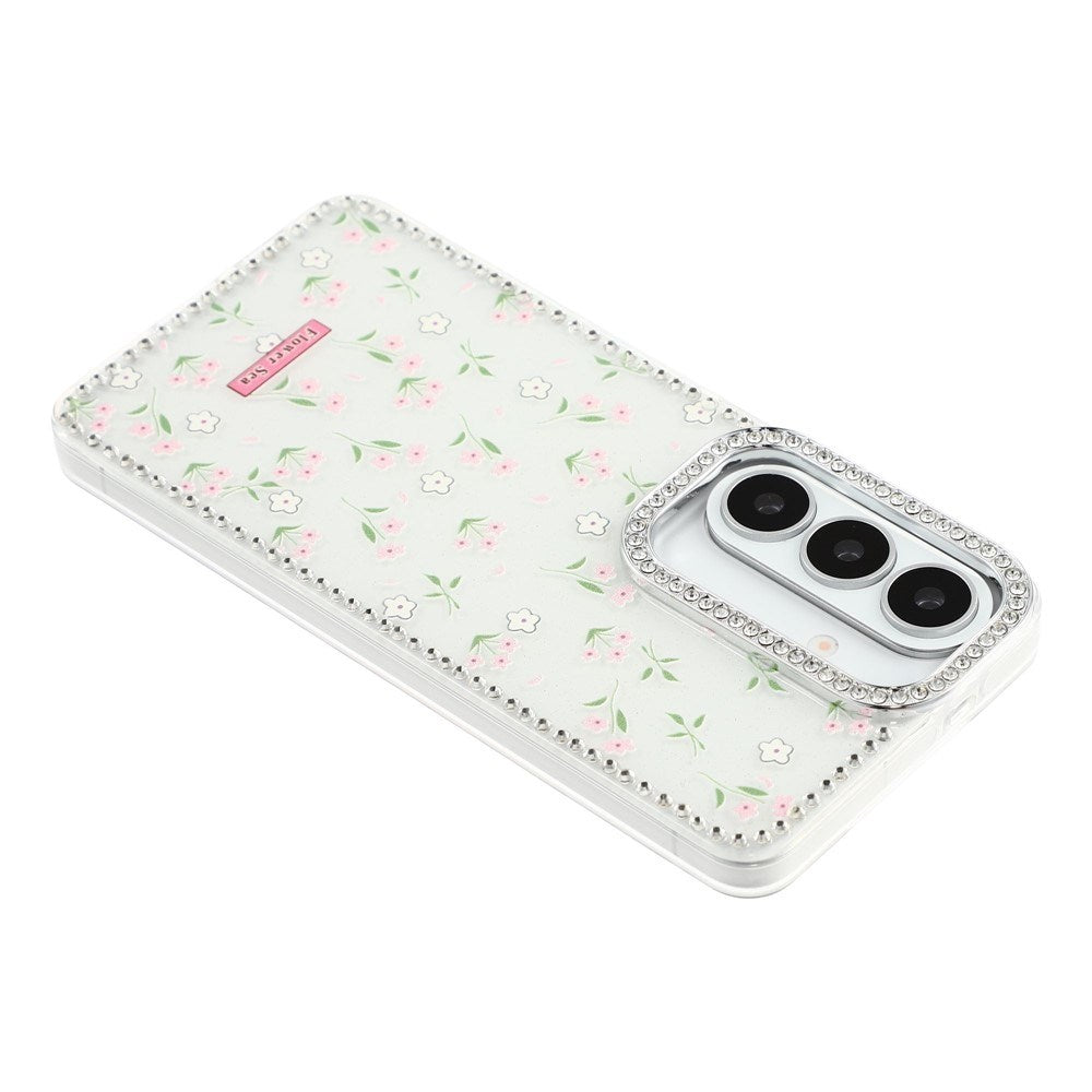 Samsung Galaxy S26 EIDERWOOD Hybrid Case with Rhinestone & Floral Design - White / Spring Flowers