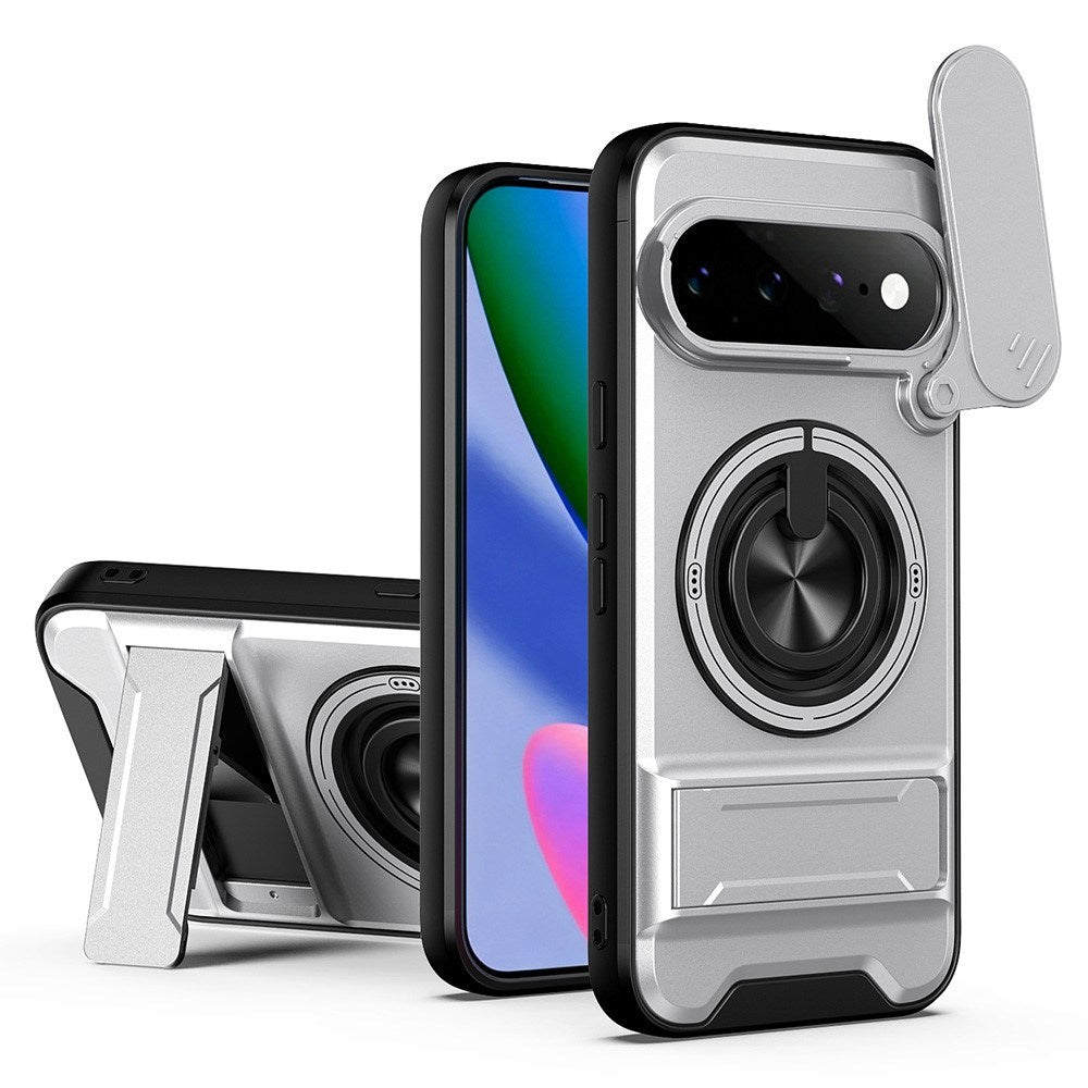 Google Pixel 11 / 11 Pro EIDERWOOD Hybrid Tough Case with Kickstand & Cam Slider - MagSafe Compatible - Silver