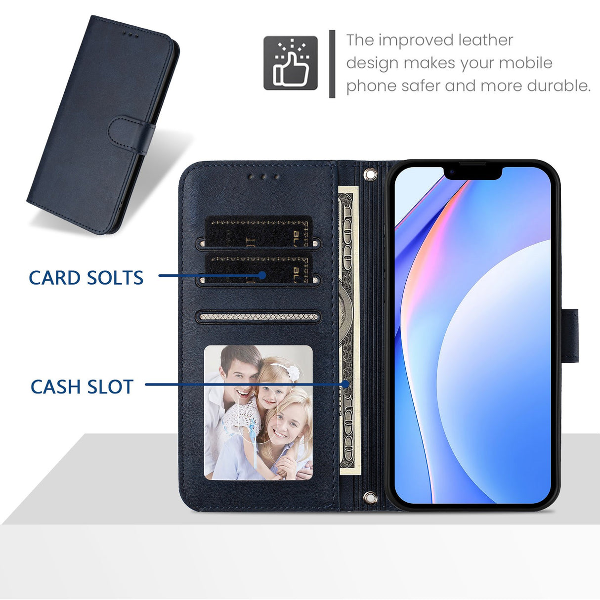 Honor 600 / 600 Pro EIDERWOOD Faux Leather Flip Case with Strap - Blue