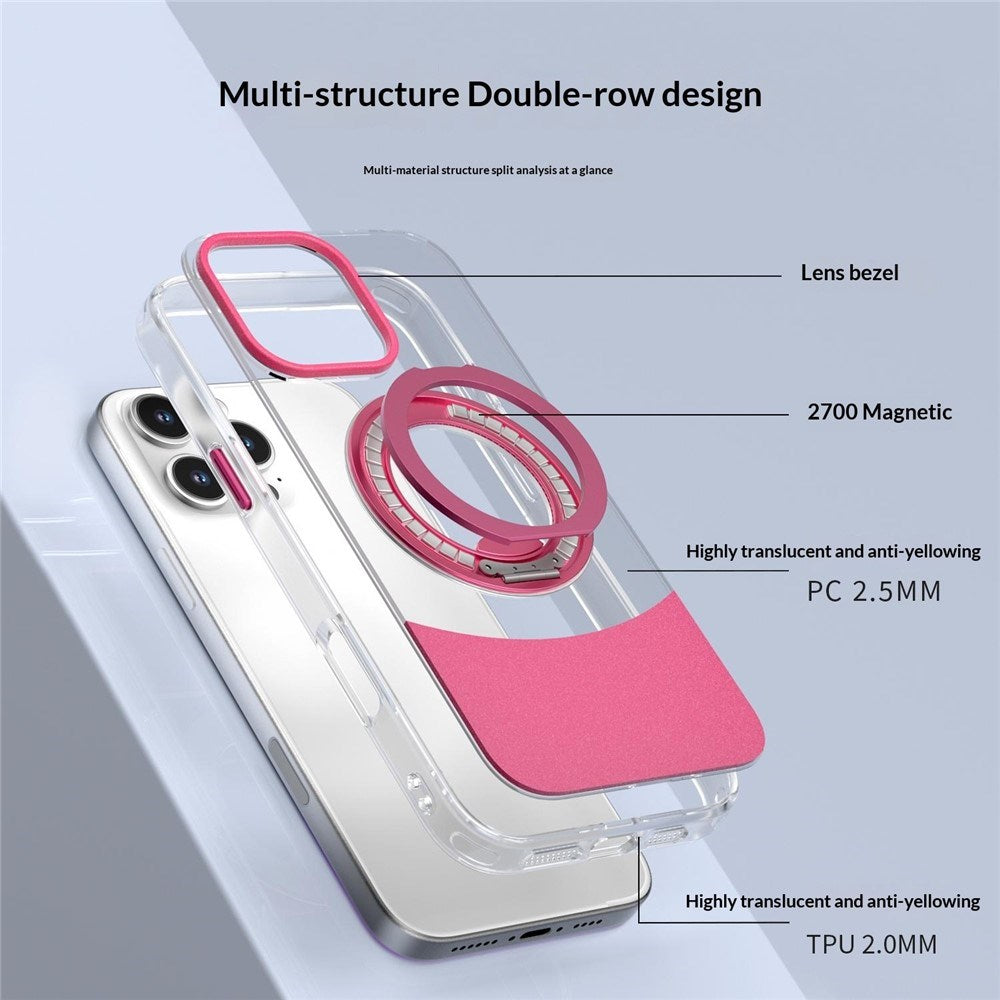 iPhone 16 EIDERWOOD Hybrid Case with Stand Function - MagSafe Compatible - Transparent / Orange