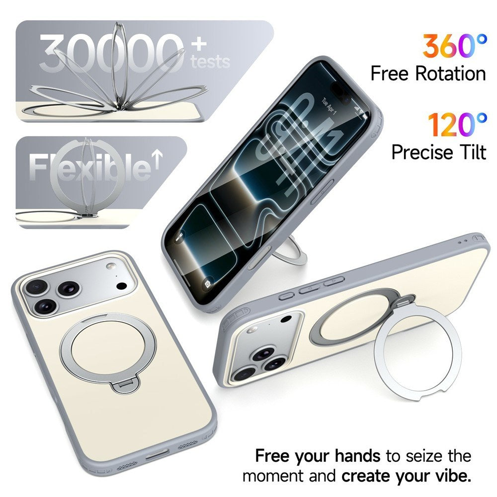 iPhone 18 Pro / 17 Pro EIDERWOOD Hybrid Plastic Case w. Rotating Kickstand - MagSafe Compatible - White
