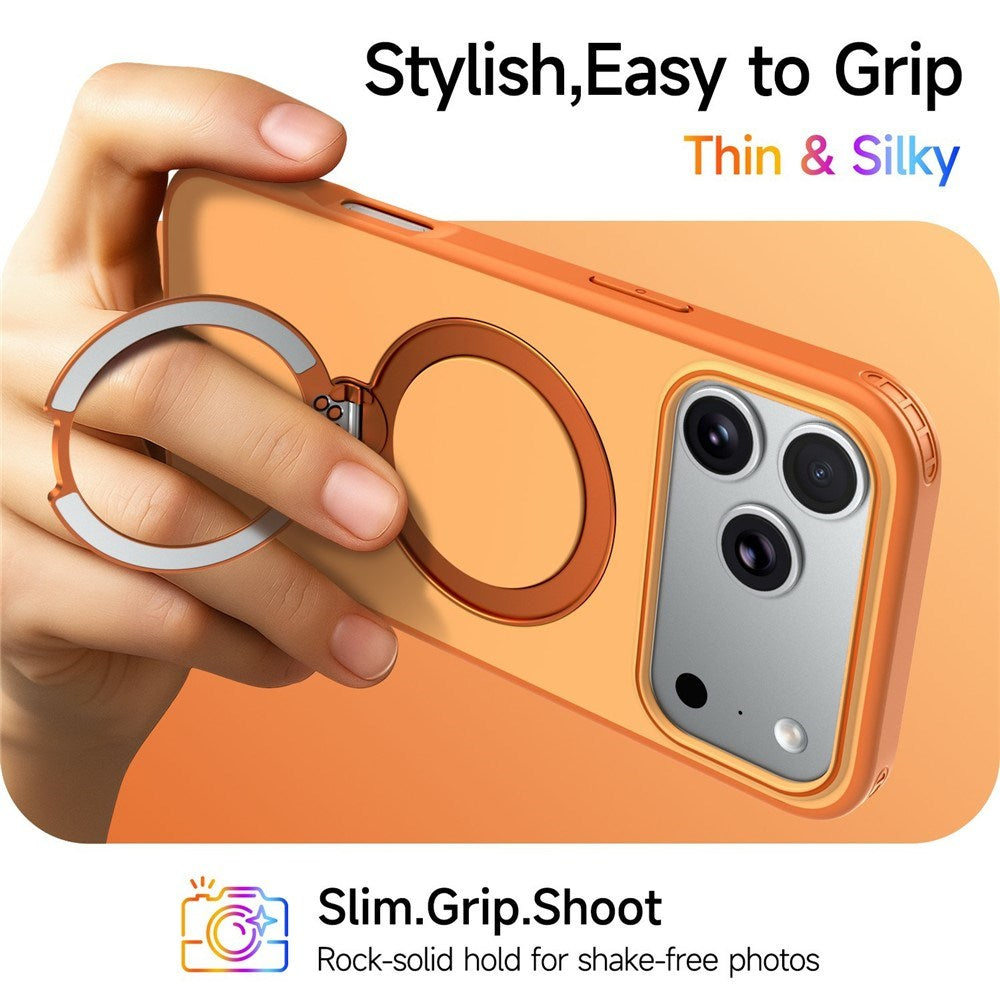 iPhone 18 Pro Max / 17 Pro Max EIDERWOOD Hybrid Plastic Case w. Rotating Kickstand - MagSafe Compatible - Orange