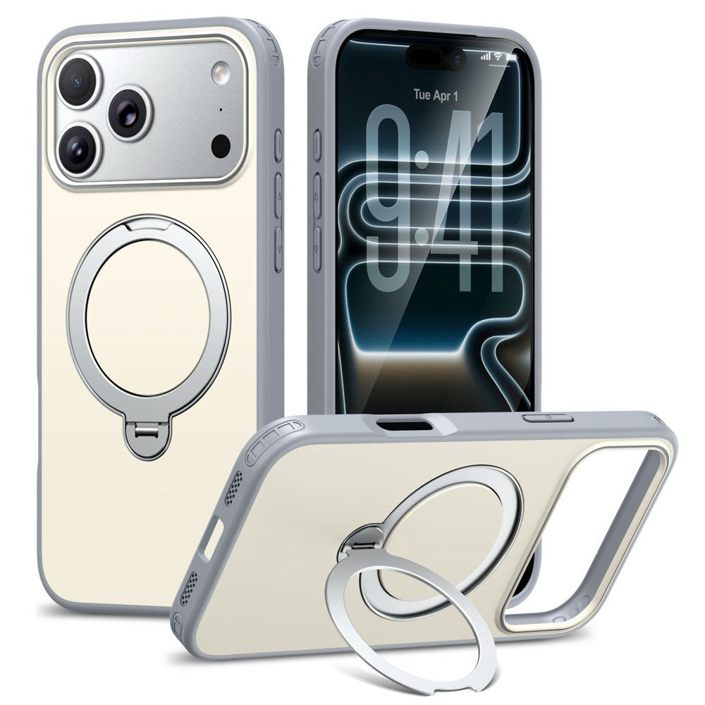 iPhone 18 Pro Max / 17 Pro Max EIDERWOOD Hybrid Plastic Case w. Rotating Kickstand - MagSafe Compatible - White