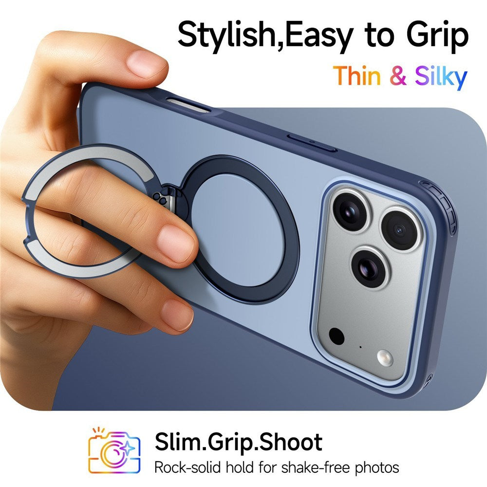 iPhone 18 Pro Max / 17 Pro Max EIDERWOOD Hybrid Plastic Case w. Rotating Kickstand - MagSafe Compatible - Blue