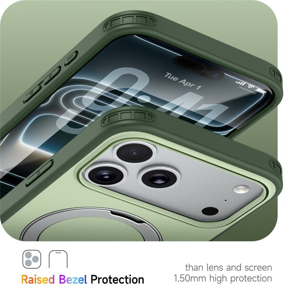 iPhone 18 Pro Max / 17 Pro Max EIDERWOOD Hybrid Plastic Case w. Rotating Kickstand - MagSafe Compatible - Green