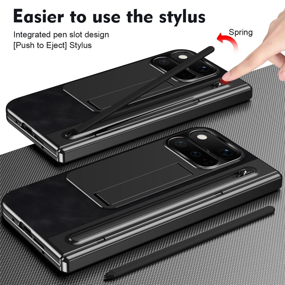 Google Pixel 11 Pro Fold EIDERWOOD Faux Leather Case with Tempered Glass - Black