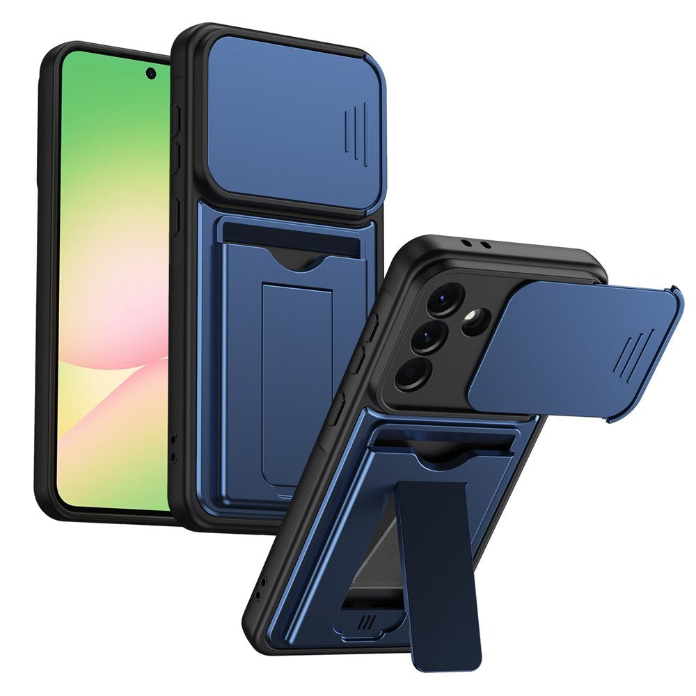 Samsung Galaxy A27 EIDERWOOD Hybrid Tough Case with Card Holder & Cam Slider - Blue