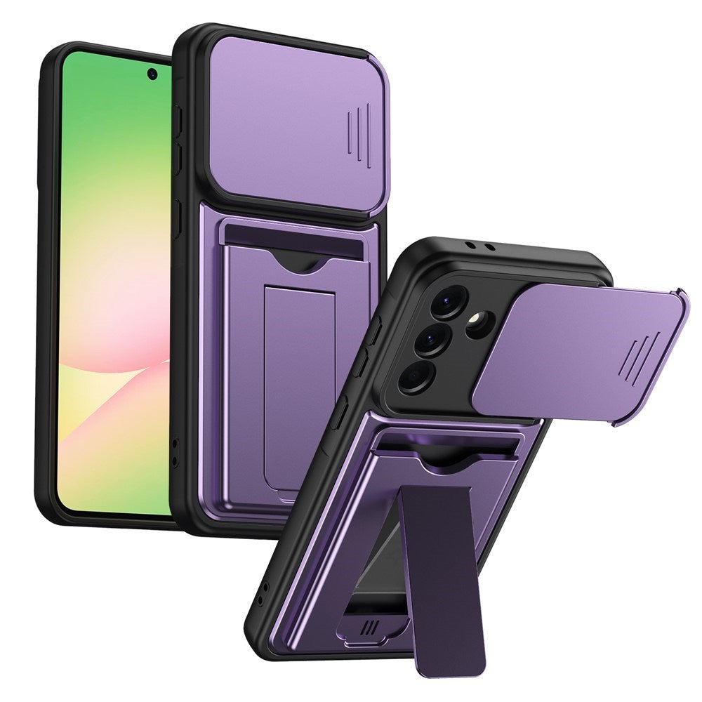 Samsung Galaxy A27 EIDERWOOD Hybrid Tough Case with Card Holder & Cam Slider - Purple