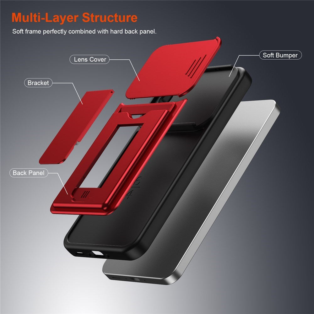 Samsung Galaxy A27 EIDERWOOD Hybrid Tough Case with Card Holder & Cam Slider - Red