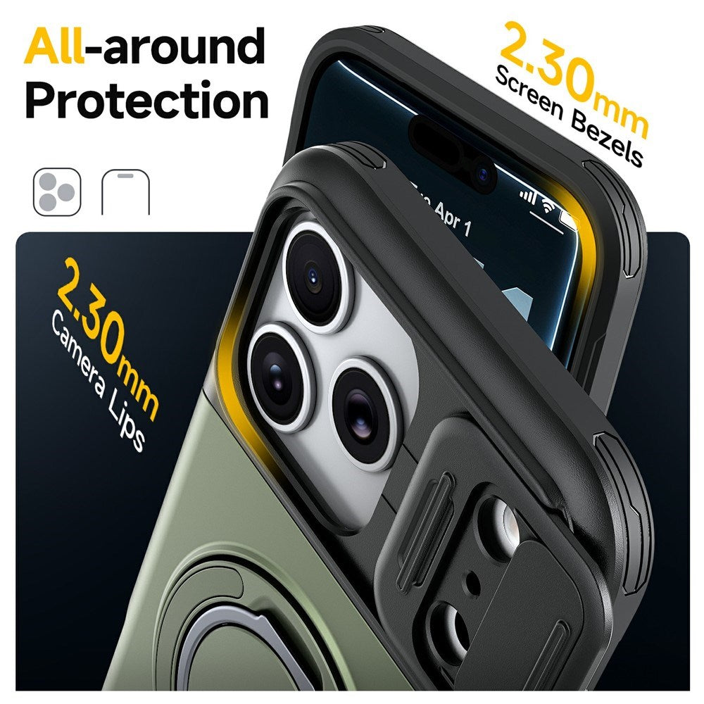 iPhone 18 Pro / 17 Pro EIDERWOOD Hybrid Tough Case with Card Holder & Cam Slider - MagSafe Compatible - Green