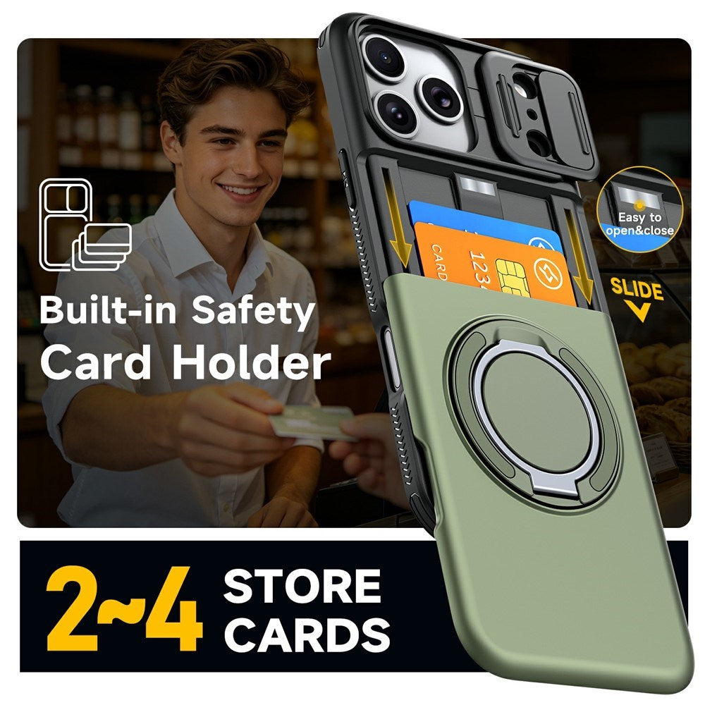 iPhone 18 Pro / 17 Pro EIDERWOOD Hybrid Tough Case with Card Holder & Cam Slider - MagSafe Compatible - Green