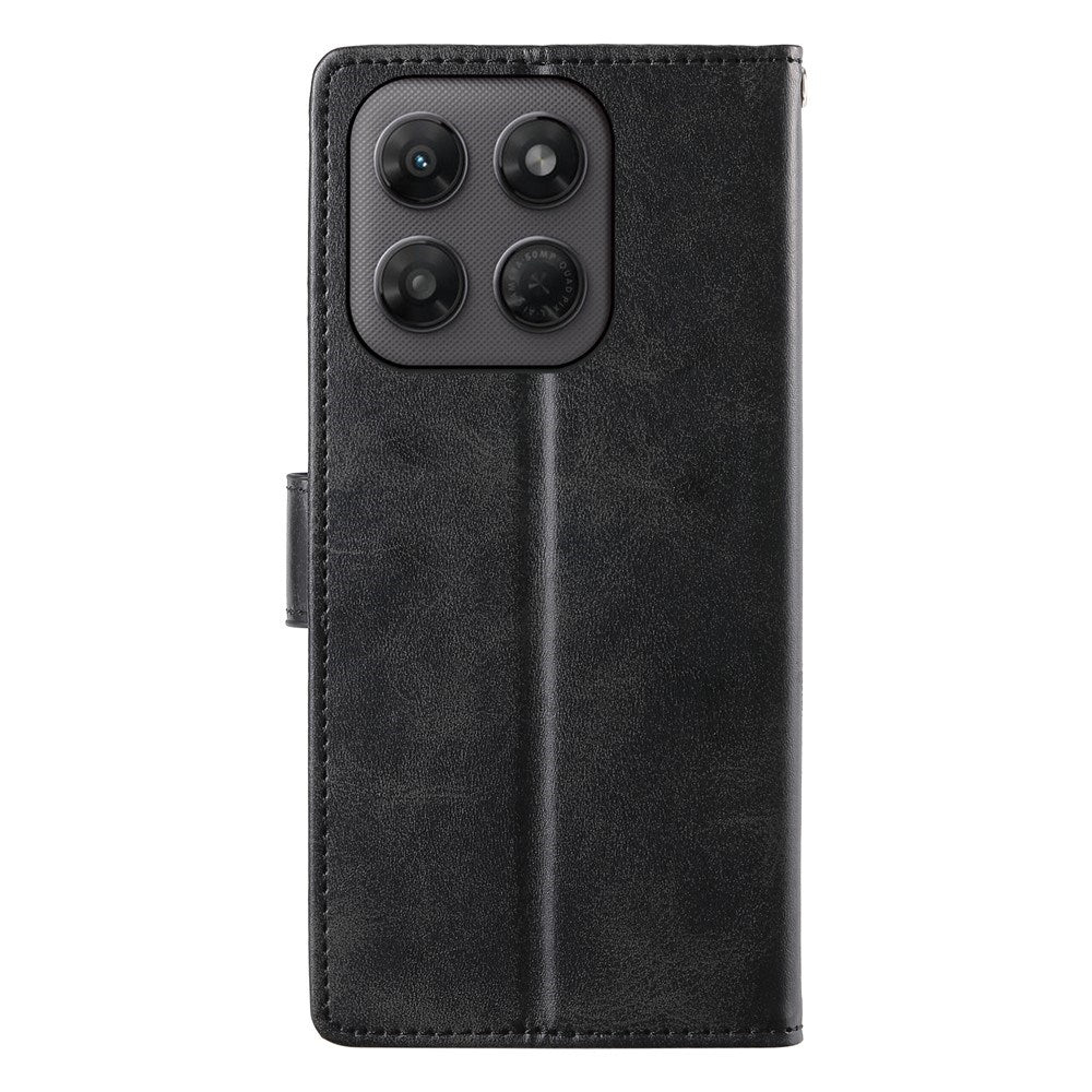 Motorola Moto G47 / G37 EIDERWOOD Leather Flip Cover with Wallet & Strap - Black