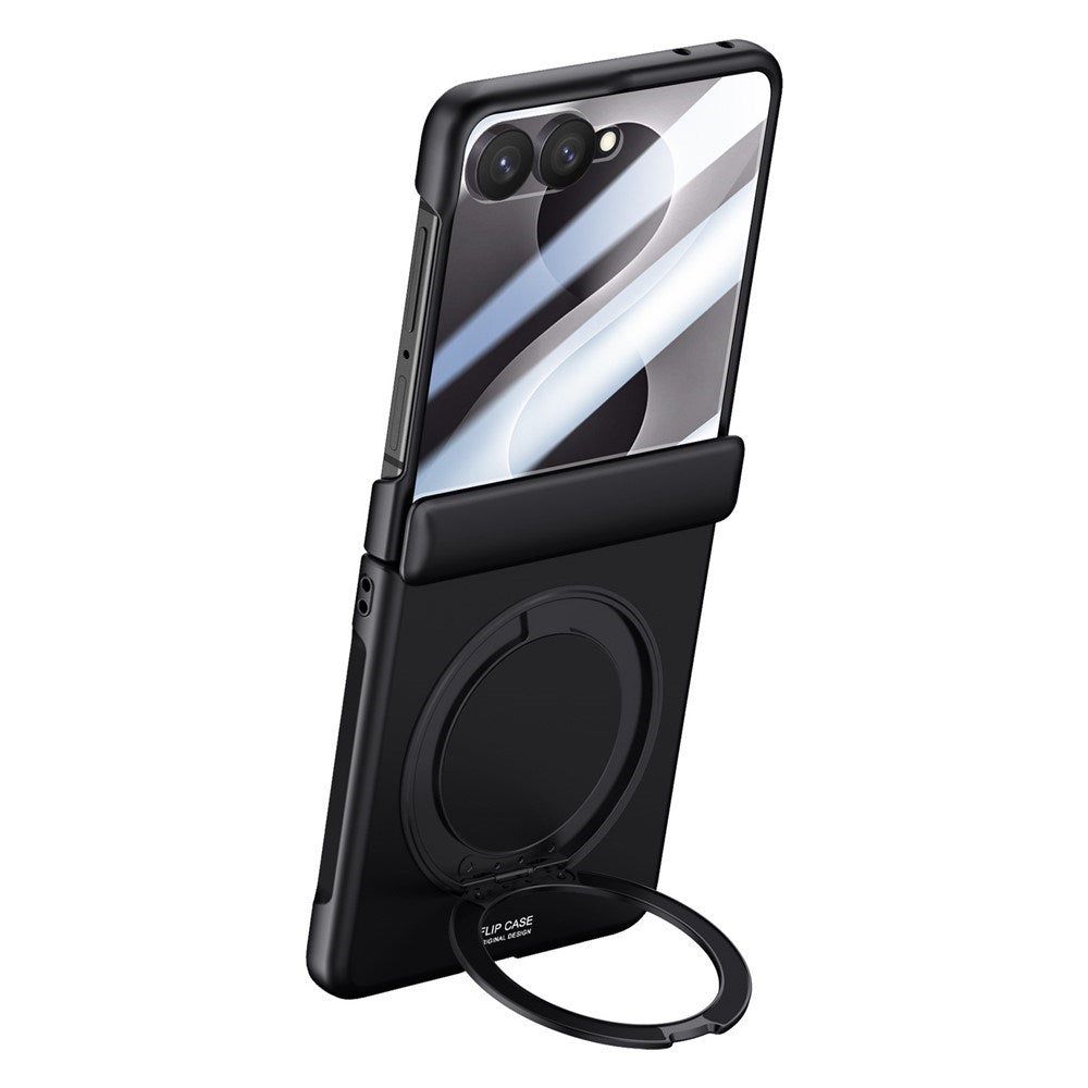 Samsung Galaxy Z Flip8 EIDERWOOD Case - Built-in Screen Protection & Stand Function - Black
