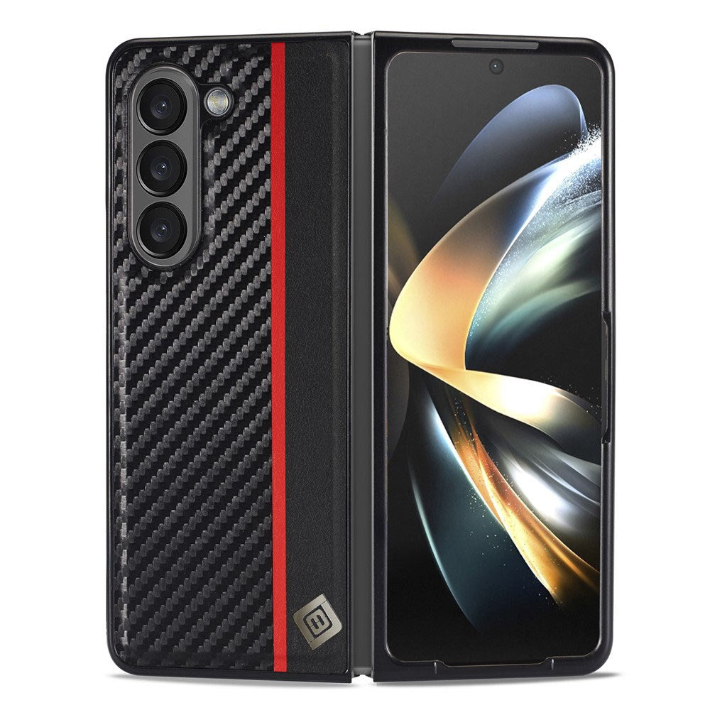 Samsung Galaxy Z Fold8 Ultra LC.IMEEKE Faux Leather Case with Carbon Fiber - Black
