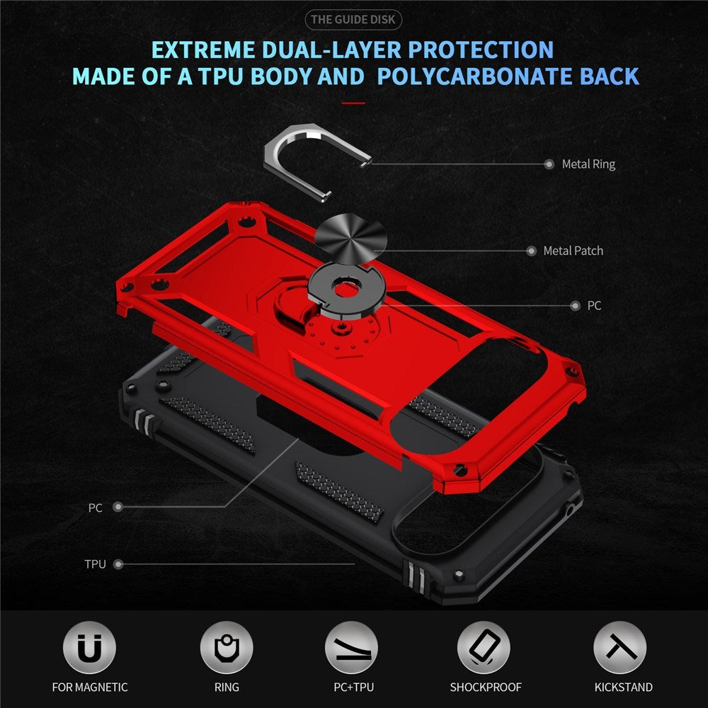 Google Pixel 11 Pro XL EIDERWOOD Tough Case with 360 Rotatable Kickstand - Red