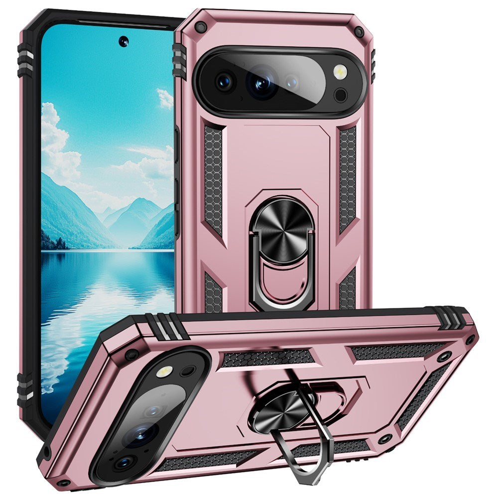 Google Pixel 11 Pro XL EIDERWOOD Tough Case with 360 Rotatable Kickstand - Rose Gold