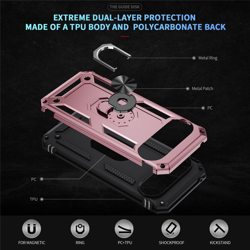 Google Pixel 11 Pro XL EIDERWOOD Tough Case with 360 Rotatable Kickstand - Rose Gold