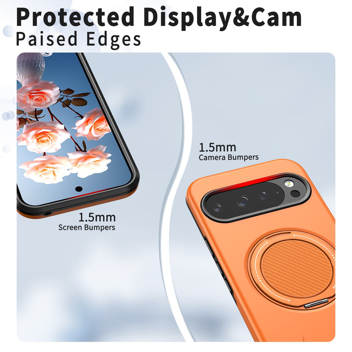 Google Pixel 11 / 11 Pro EIDERWOOD Hybrid Plastic Case with Rotating Kickstand - MagSafe Compatible - Orange