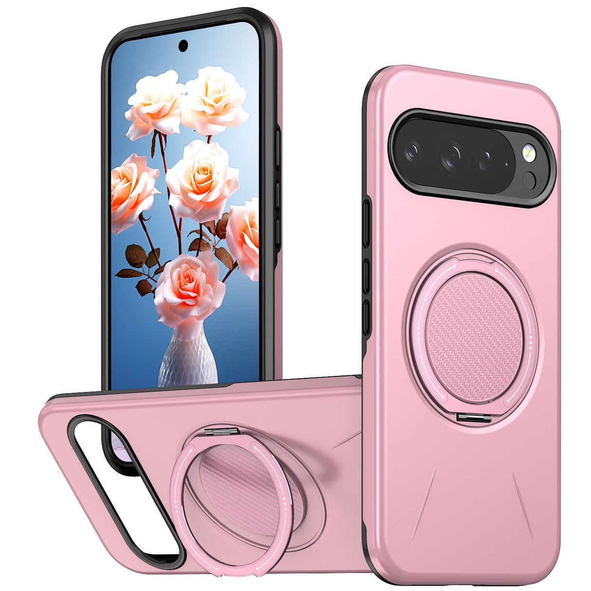 Google Pixel 11 / 11 Pro EIDERWOOD Hybrid Plastic Case with Rotating Kickstand - MagSafe Compatible - Pink