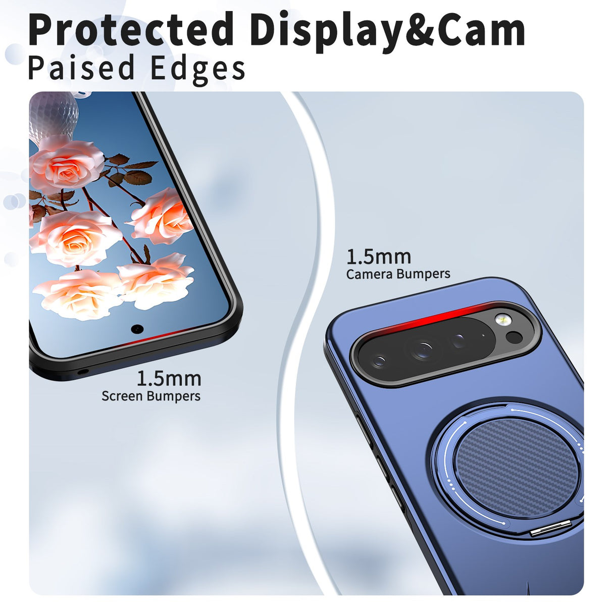 Google Pixel 11 / 11 Pro EIDERWOOD Hybrid Plastic Case with Rotating Kickstand - MagSafe Compatible - Blue