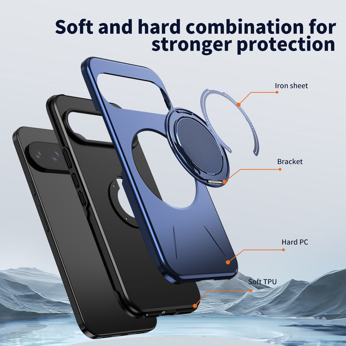 Google Pixel 11 / 11 Pro EIDERWOOD Hybrid Plastic Case with Rotating Kickstand - MagSafe Compatible - Blue