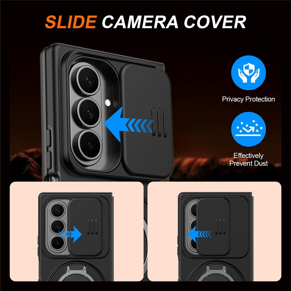 Samsung Galaxy Z Fold8 Ultra / Fold7 EIDERWOOD Hybrid Cover med 360° Rotatable Kickstand & Camera Protection - MagSafe Compatible - Black