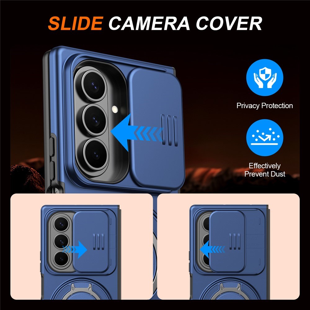 Samsung Galaxy Z Fold8 Ultra / Fold7 EIDERWOOD Hybrid Cover med 360° Rotatable Kickstand & Camera Protection - MagSafe Compatible - Blue