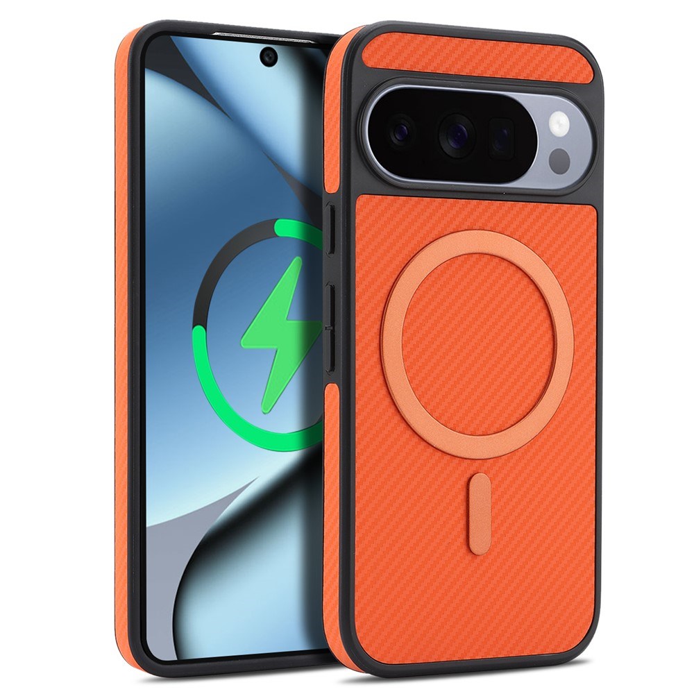 Google Pixel 11 / 11 Pro EIDERWOOD Case with Carbon Structure - MagSafe Compatible - Orange