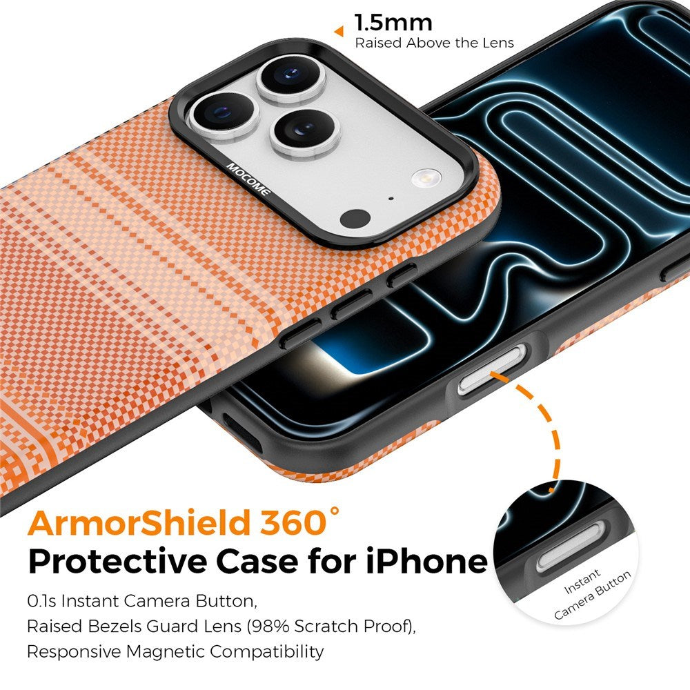 iPhone 18 Pro Max EIDERWOOD Case with Patterned Faux Leather Back - MagSafe Compatible - Orange