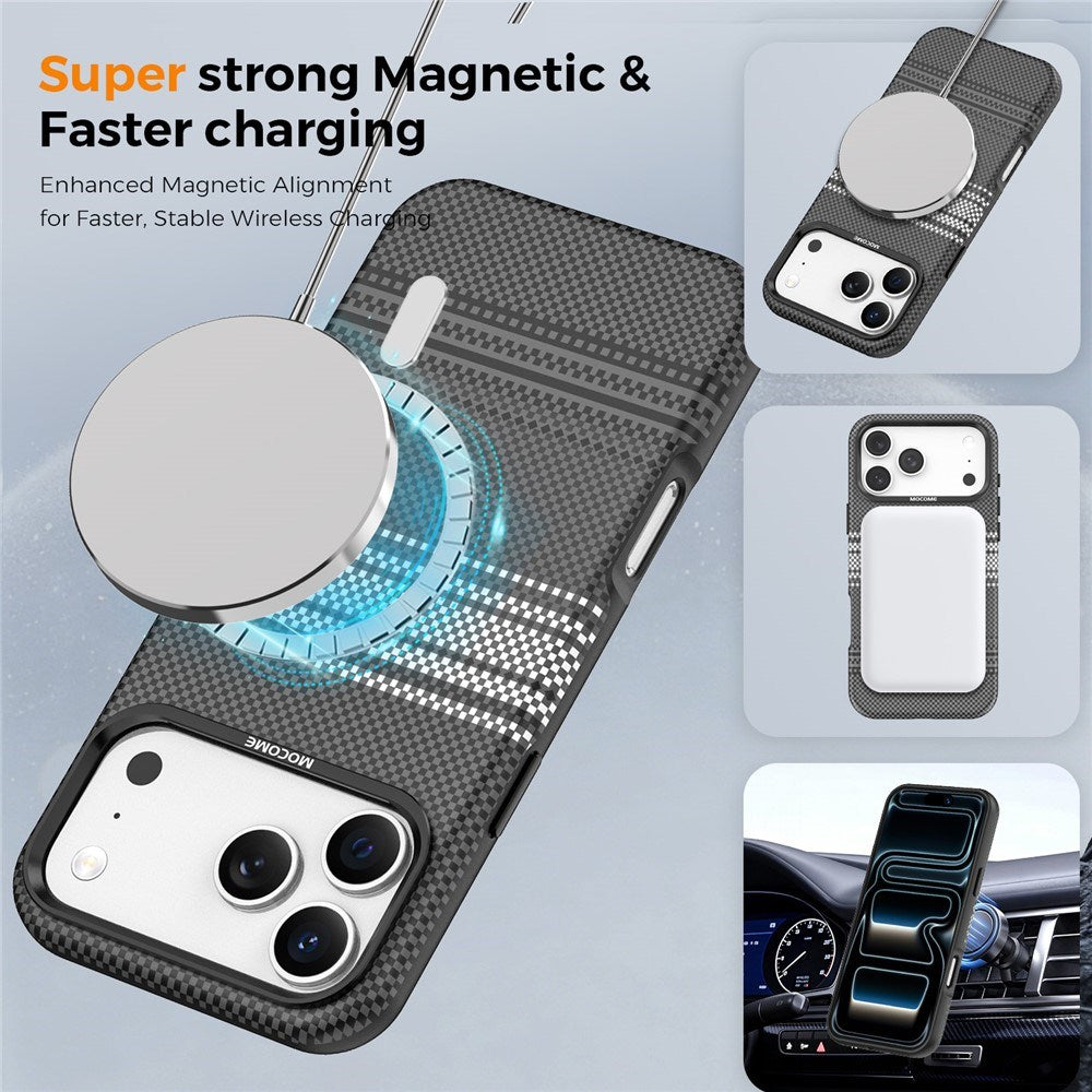 iPhone 18 Pro Max EIDERWOOD Case with Patterned Faux Leather Back - MagSafe Compatible - Grey