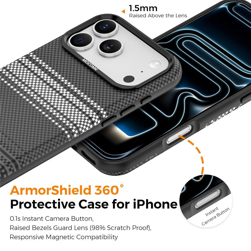 iPhone 18 Pro Max EIDERWOOD Case with Patterned Faux Leather Back - MagSafe Compatible - Grey