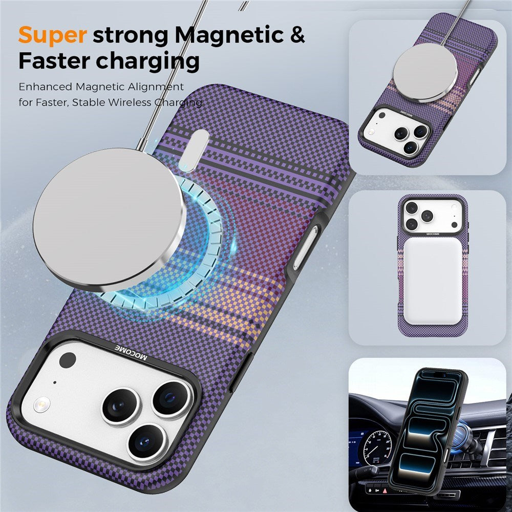 iPhone 18 Pro Max EIDERWOOD Case with Patterned Faux Leather Back - MagSafe Compatible - Purple