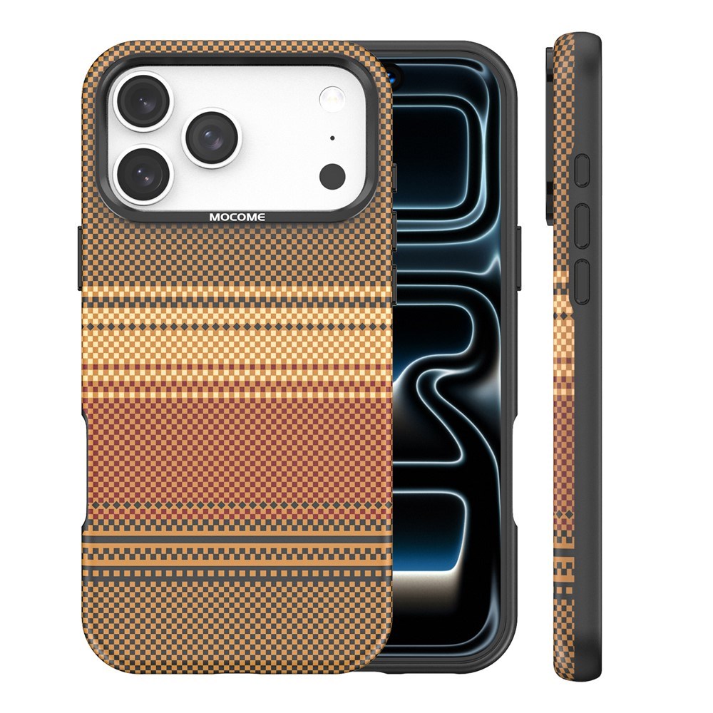 iPhone 18 Pro Max EIDERWOOD Case with Patterned Faux Leather Back - MagSafe Compatible - Brown