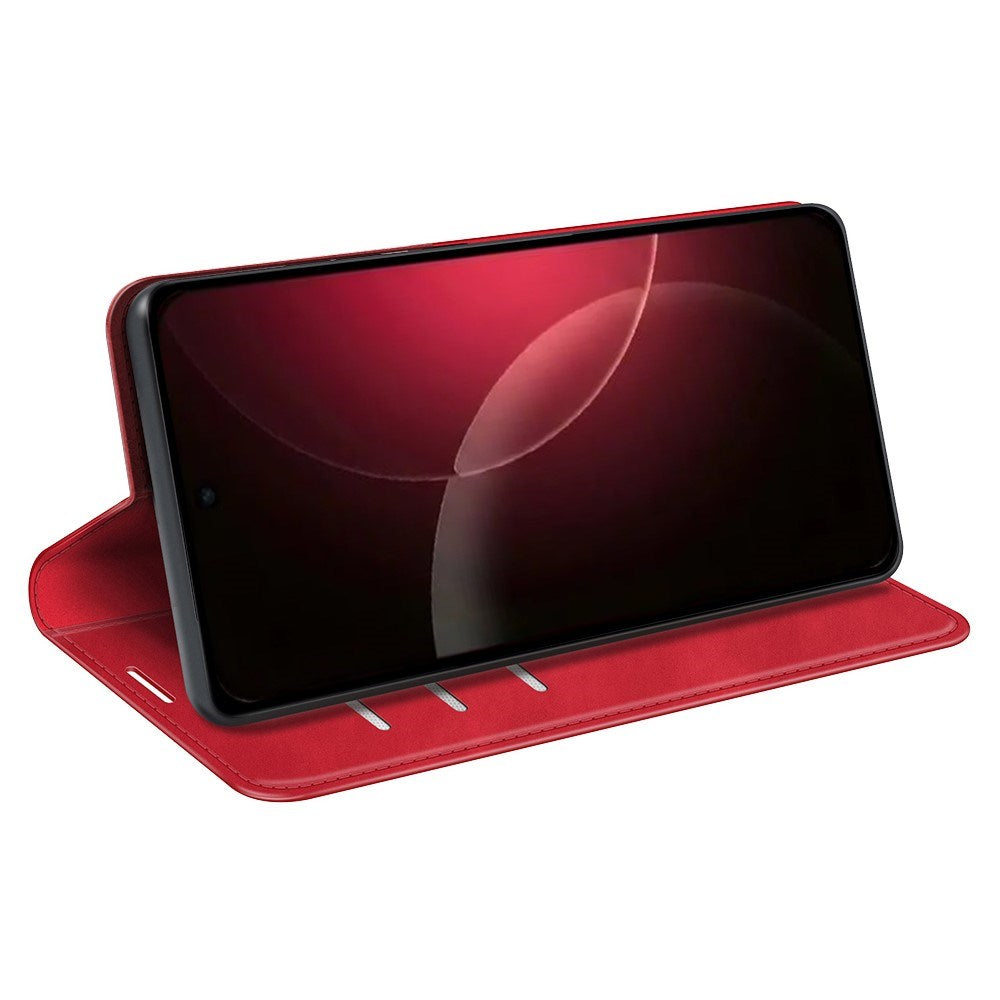 Xiaomi 18 Pro EIDERWOOD Artificial Leather Flip Case with Wallet and Stand Function - Red