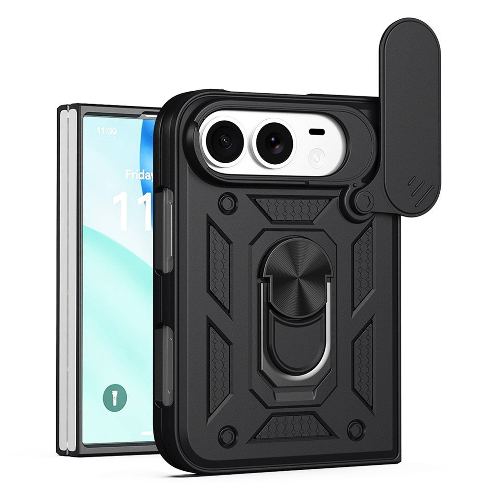 iPhone Fold EIDERWOOD Hybrid Tough Case with Kickstand & Cam Slider - Black