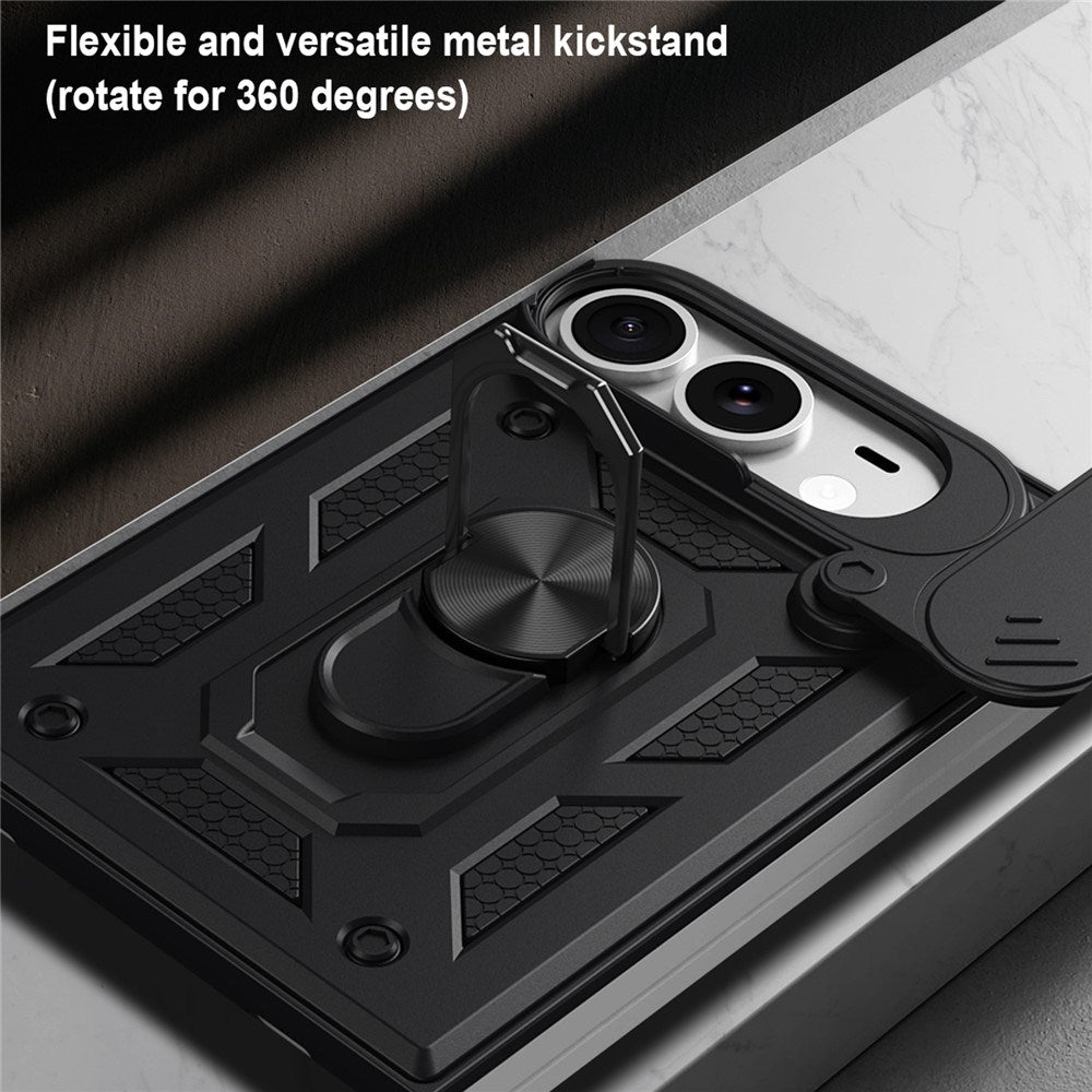 iPhone Fold EIDERWOOD Hybrid Tough Case with Kickstand & Cam Slider - Black