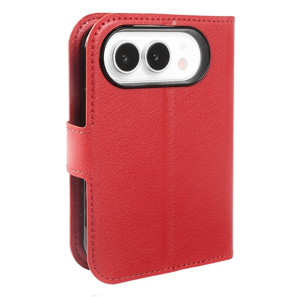 iPhone Fold EIDERWOOD Faux Leather Flip Case w. Card Holder & Stand Function - Red