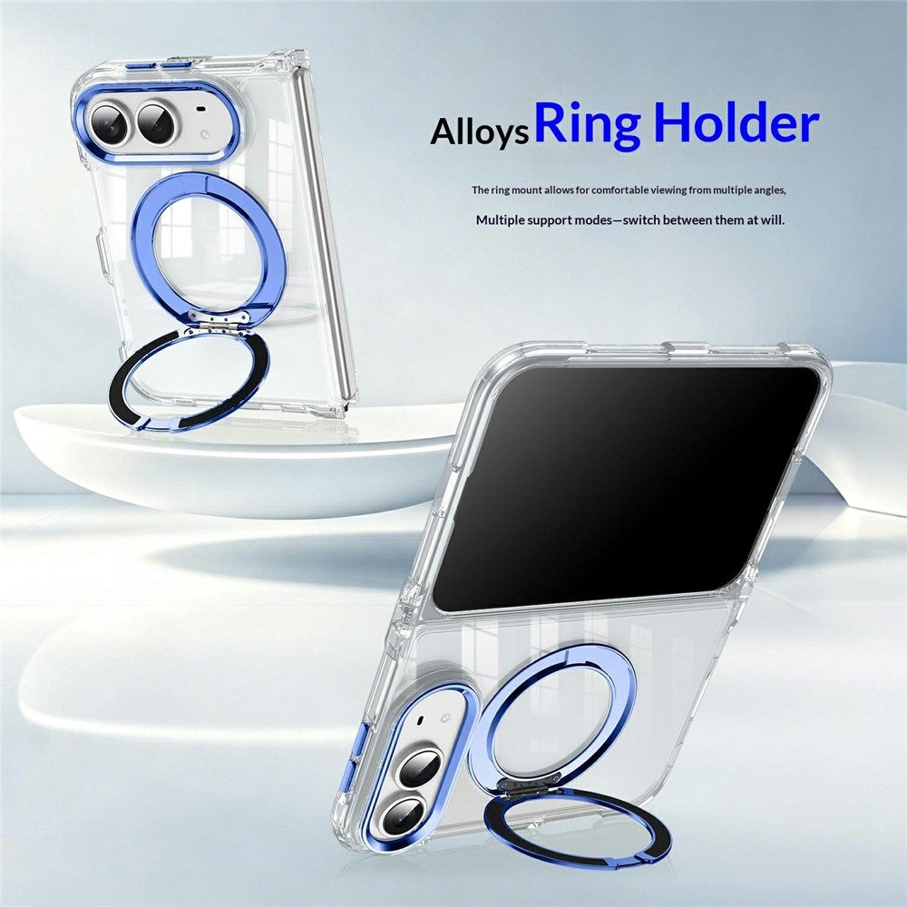 iPhone Fold EIDERWOOD Hybrid Case with Kickstand - MagSafe Compatible - Transparent / Blue