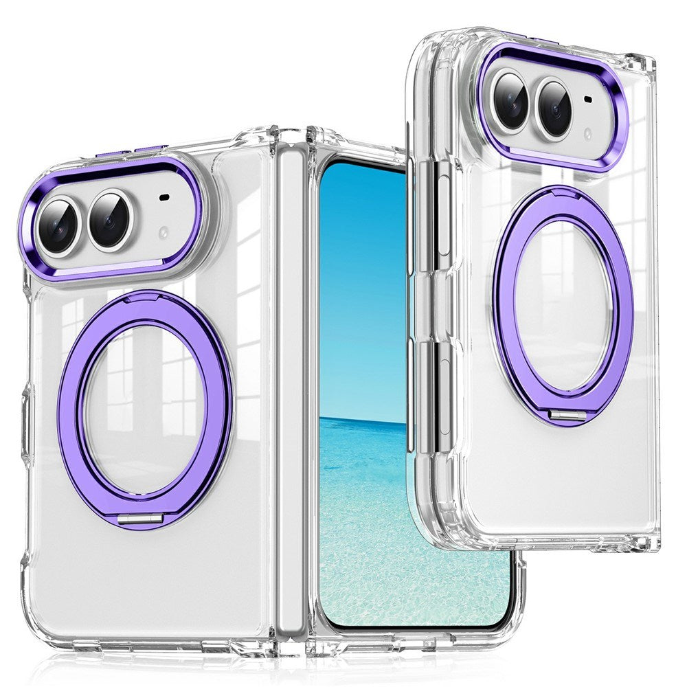 iPhone Duo EIDERWOOD Hybrid Case with Kickstand - MagSafe Compatible - Transparent / Purple