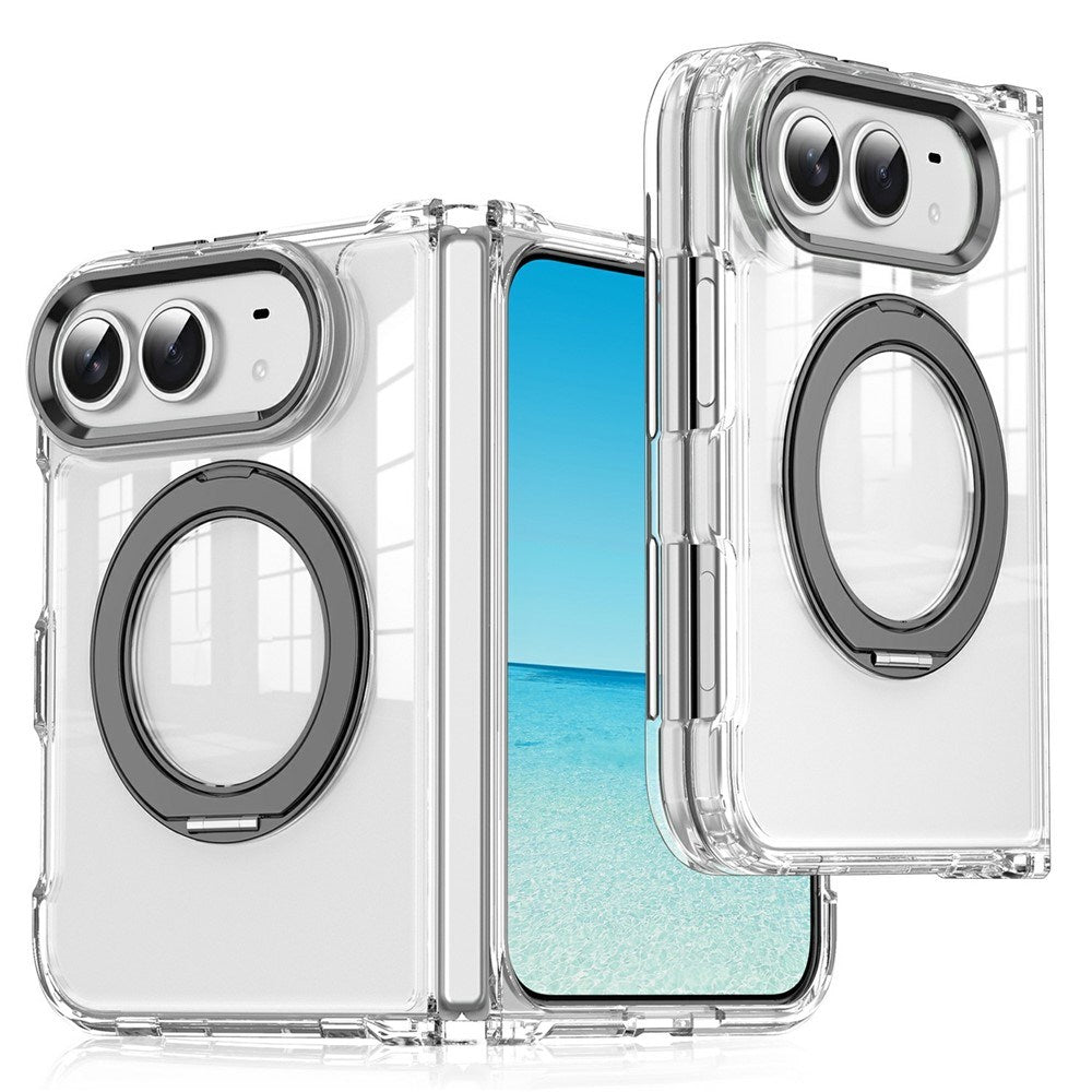 iPhone Duo EIDERWOOD Hybrid Case with Kickstand - MagSafe Compatible - Transparent / Black