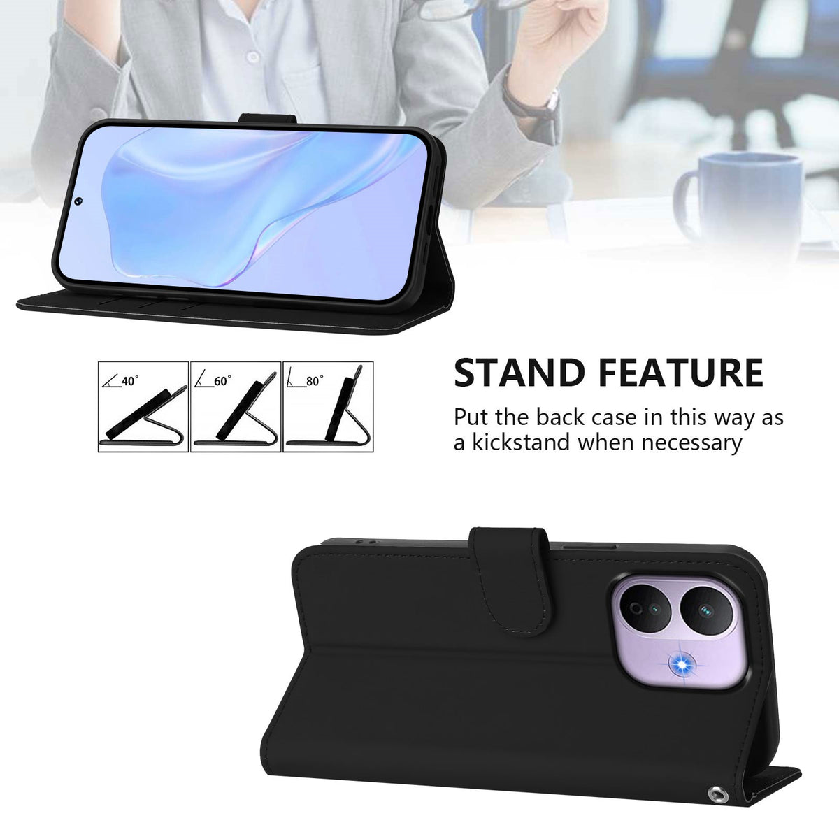 Xiaomi Redmi Note 17 Pro (5G) EIDERWOOD Faux Leather Flip Case with Strap - Black