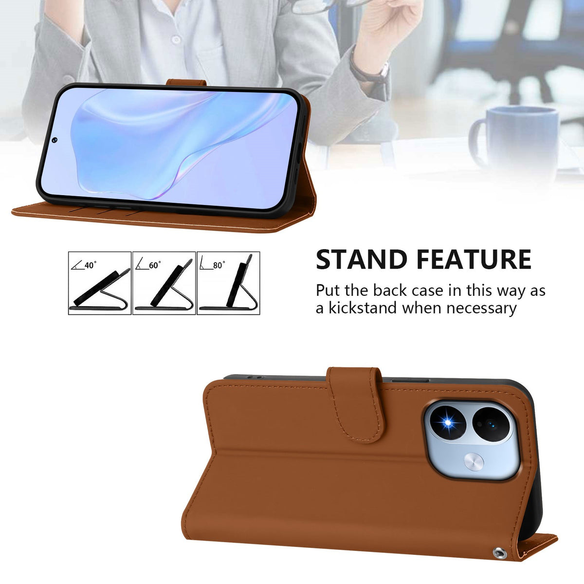 Xiaomi Redmi Note 17 (5G) EIDERWOOD Faux Leather Flip Case with Strap - Brown